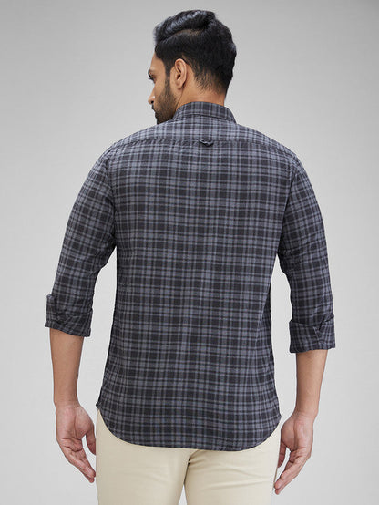 Colorplus Grey Checks Slim Fit Cotton Casual Shirt