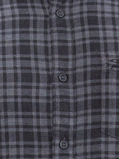 Colorplus Grey Checks Slim Fit Cotton Casual Shirt