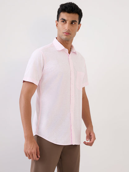 Colorplus Men Orange Printed Regular Fit Cotton Half Sleeve Casual Shirt