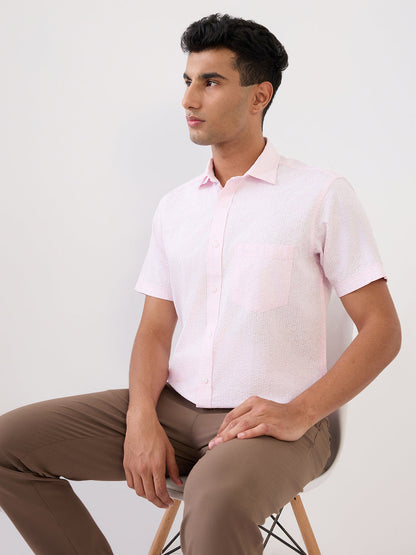 Colorplus Men Orange Printed Regular Fit Cotton Half Sleeve Casual Shirt