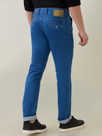 Colorplus Men Blue Plain Regular Fit Cotton Blend Jeans