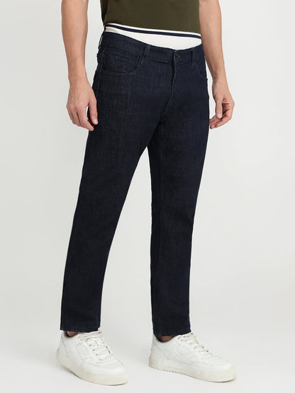 Colorplus Men Blue Plain Regular Fit Cotton Blend Jeans