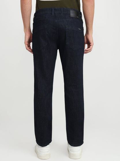 Colorplus Men Blue Plain Regular Fit Cotton Blend Jeans