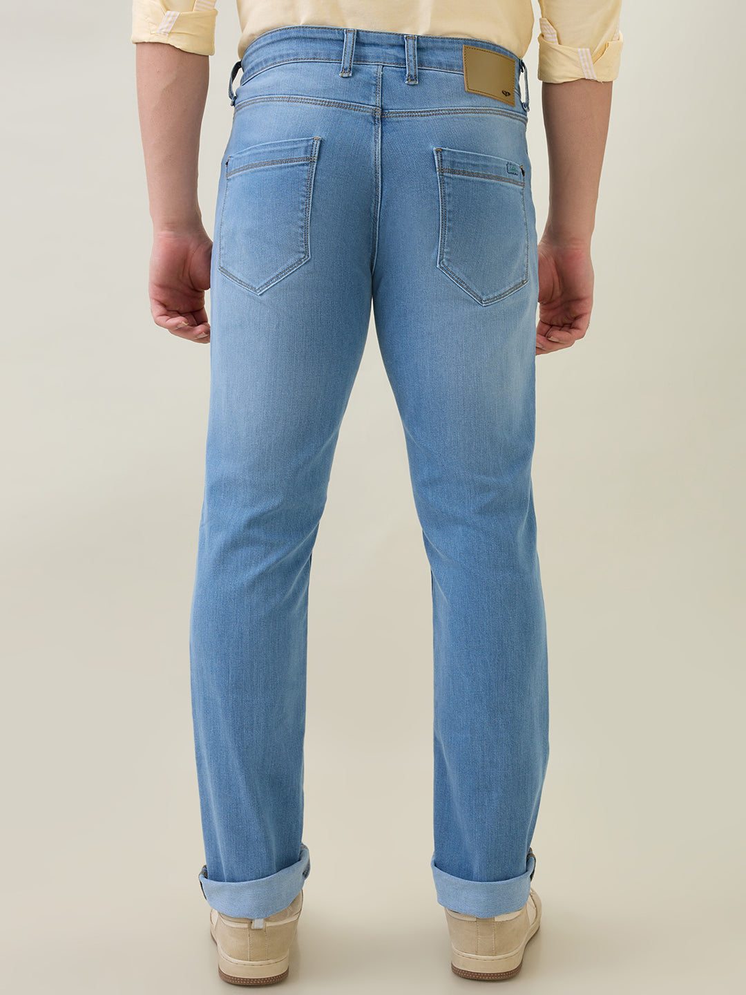 Colorplus Men Blue Plain Regular Fit Cotton Blend Jeans