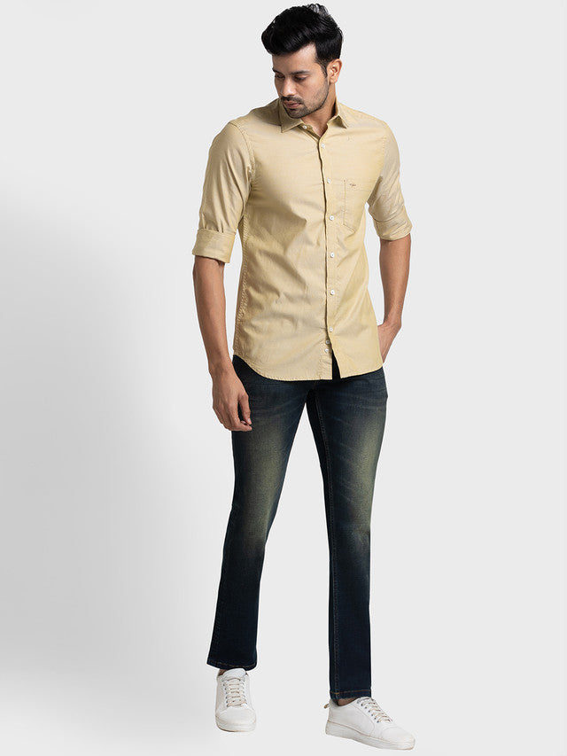 Colorplus Men Brown Yarn Dyed Tapered Fit Jeans