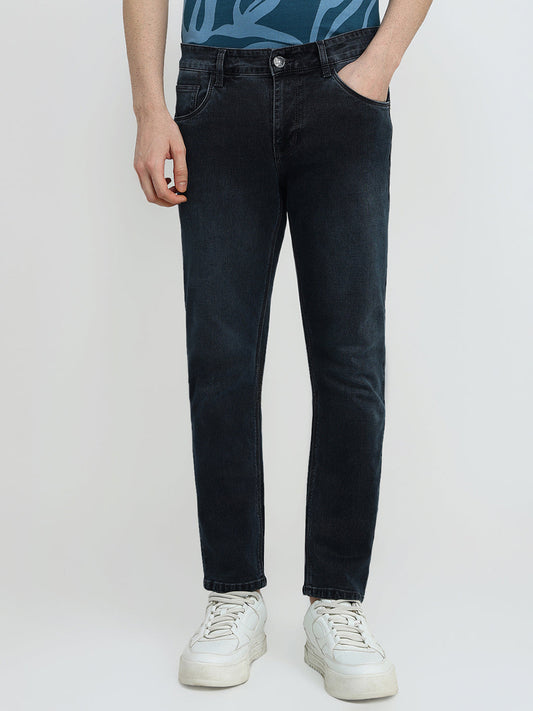 Colorplus Men Grey Plain Mid Rise Slim Fit Cotton Blend Jeans