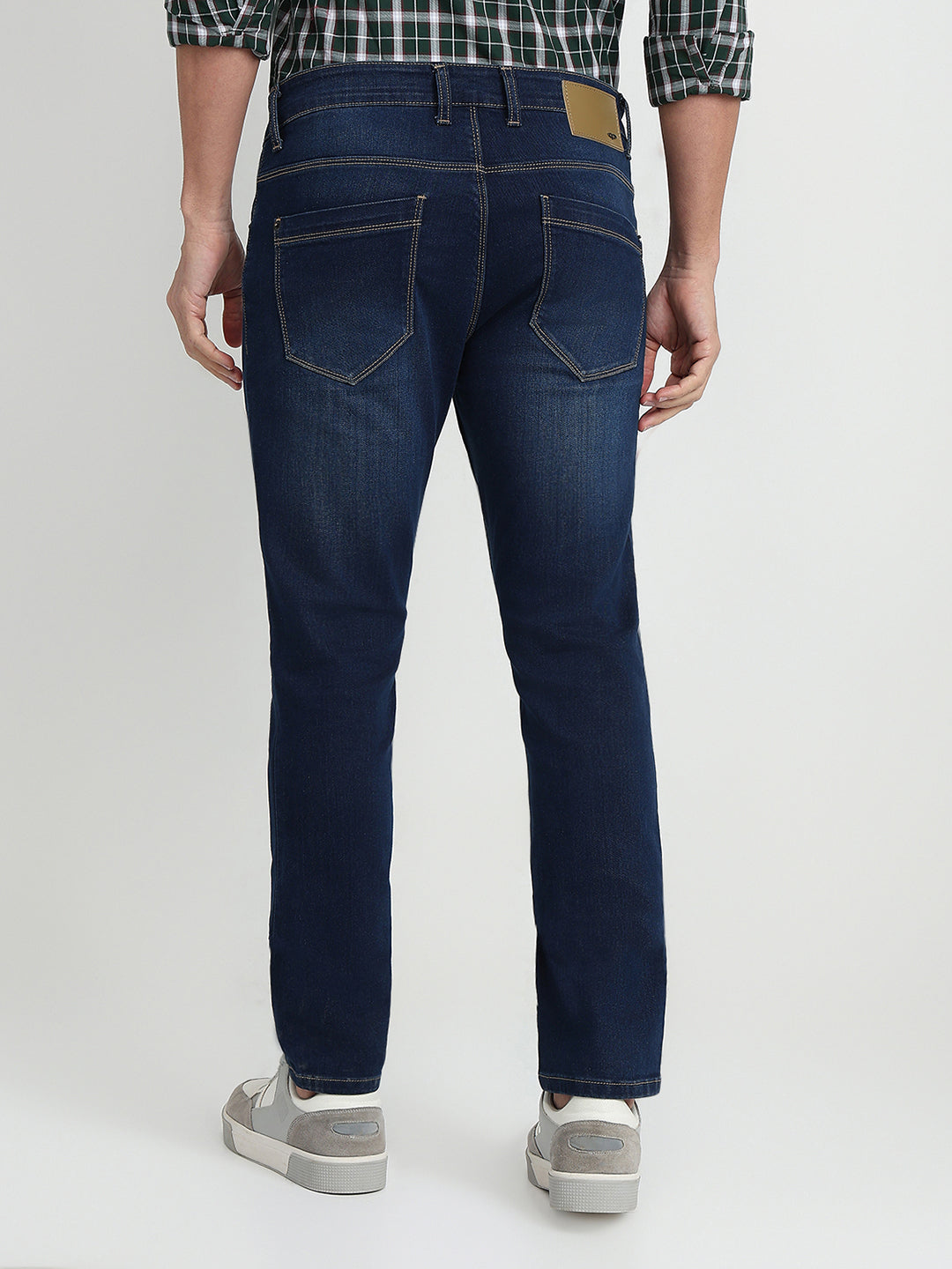 Colorplus Men Blue Plain Mid Rise Slim Fit Cotton Blend Jeans