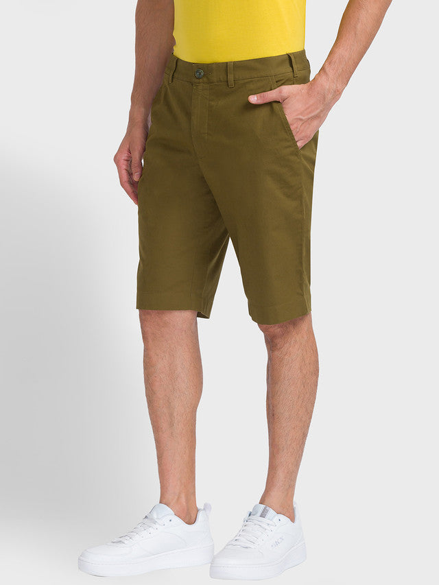 Colorplus Men Green Solid Contemporary Fit Shorts