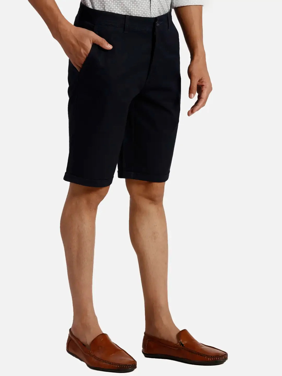 Colorplus Regular Fit Solid Dark Blue Short