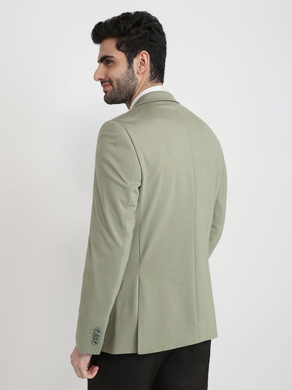Colorplus Men Green Knitted Regular Fit Viscose Blend Blazer