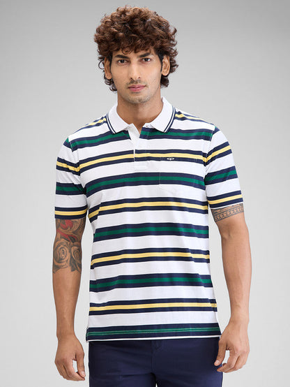 Colorplus White Stripe Classic Fit Cotton T-Shirt
