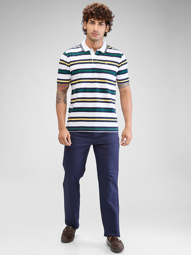 Colorplus White Stripe Classic Fit Cotton T-Shirt