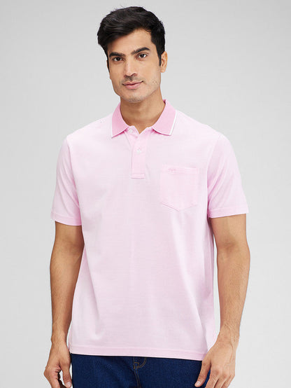 Colorplus Pink Solid Classic Fit Cotton T-Shirt
