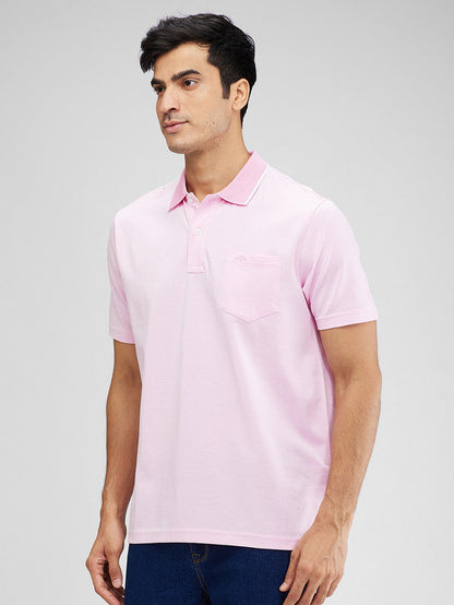 Colorplus Pink Solid Classic Fit Cotton T-Shirt