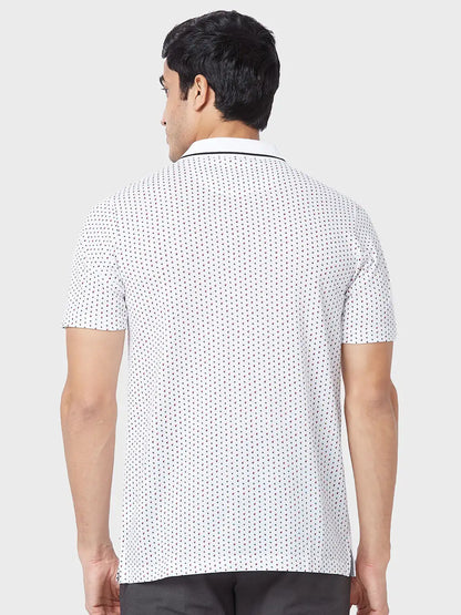Men White Classic Fit Print Cotton Half Sleeve T-Shirt