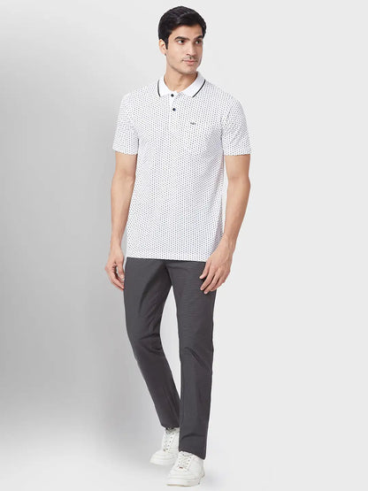 Men White Classic Fit Print Cotton Half Sleeve T-Shirt