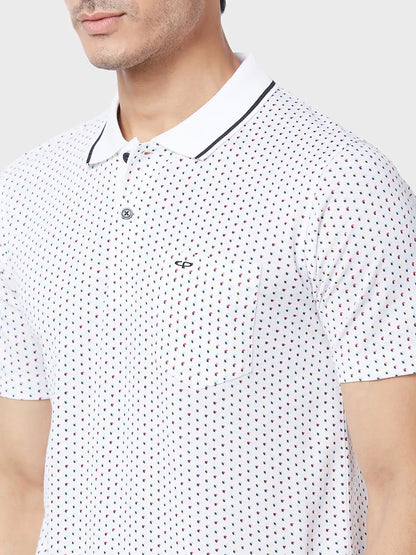 Men White Classic Fit Print Cotton Half Sleeve T-Shirt
