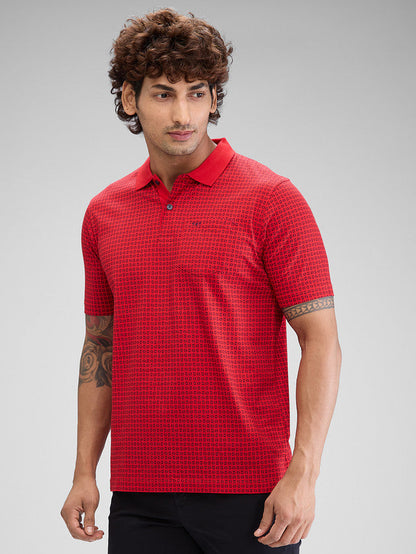 Colorplus Red Printed Classic Fit Cotton T-Shirt