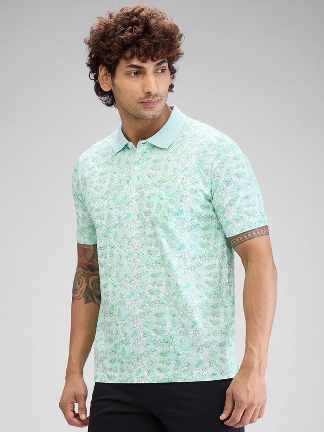 Colorplus Green Printed Classic Fit Cotton T-Shirt