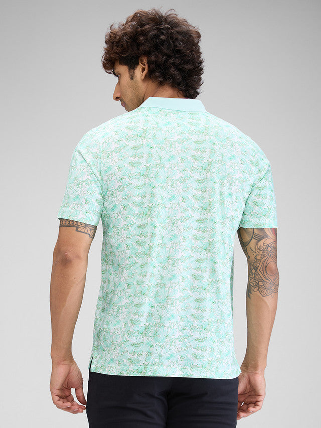 Colorplus Green Printed Classic Fit Cotton T-Shirt