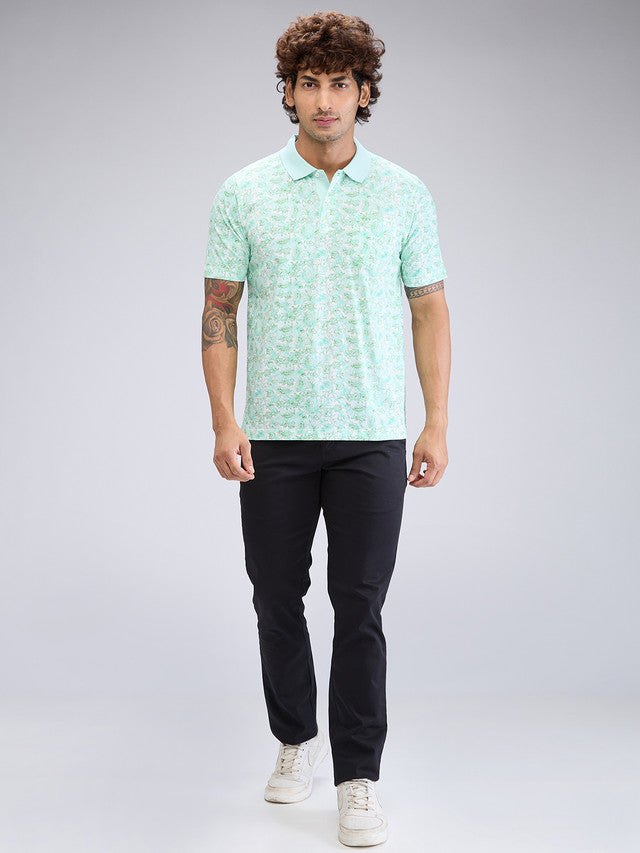 Colorplus Green Printed Classic Fit Cotton T-Shirt