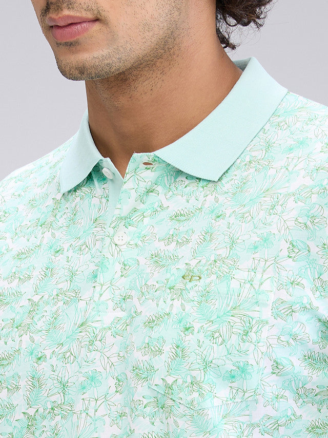 Colorplus Green Printed Classic Fit Cotton T-Shirt