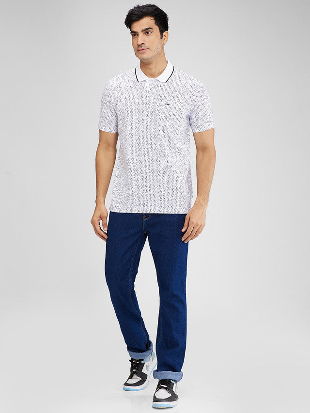 Colorplus White Printed Comfort Fit Cotton T-Shirt