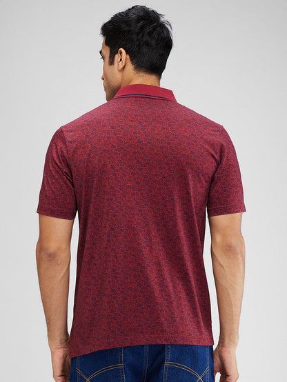 Colorplus Red Printed Comfort Fit Cotton T-Shirt