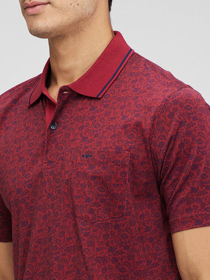 Colorplus Red Printed Comfort Fit Cotton T-Shirt