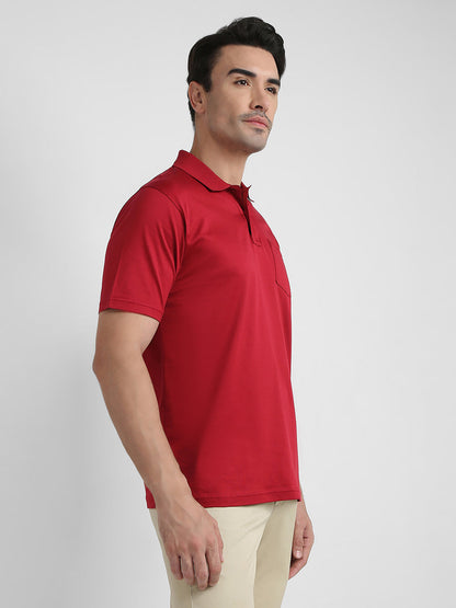 Colorplus Men Red Solid Comfort Fit Cotton Half Sleeve T-Shirt