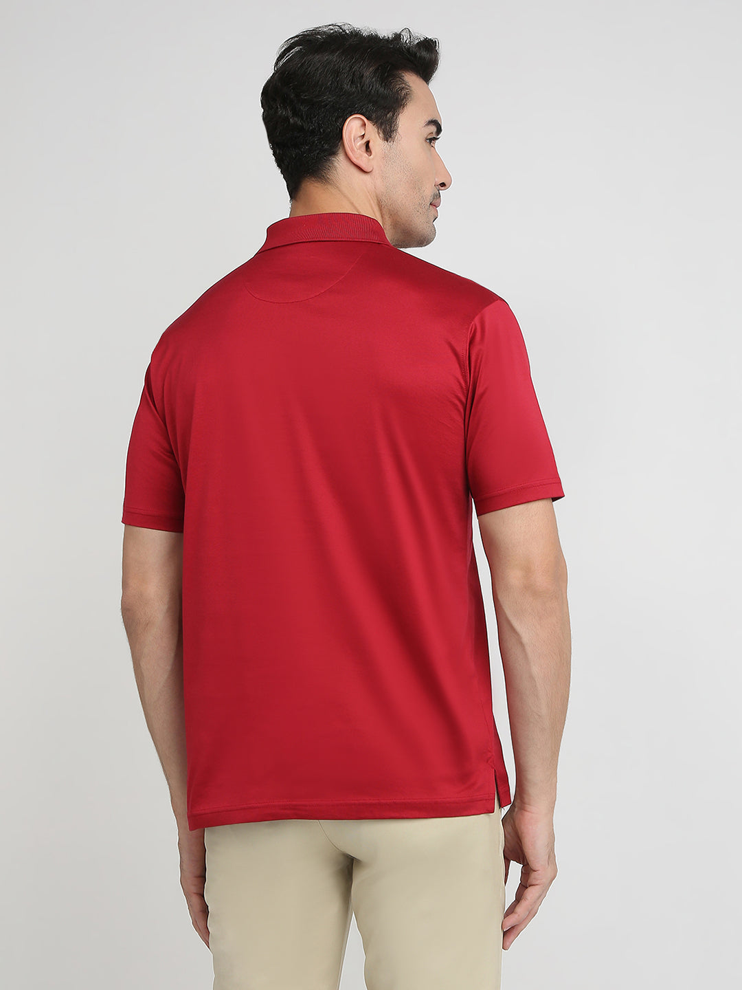 Colorplus Men Red Solid Comfort Fit Cotton Half Sleeve T-Shirt