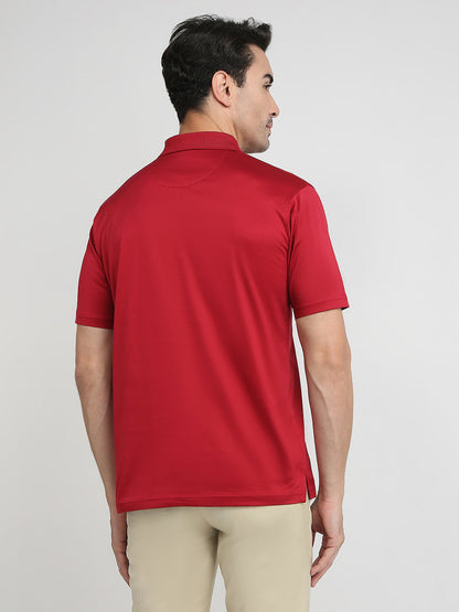 Colorplus Men Red Solid Comfort Fit Cotton Half Sleeve T-Shirt