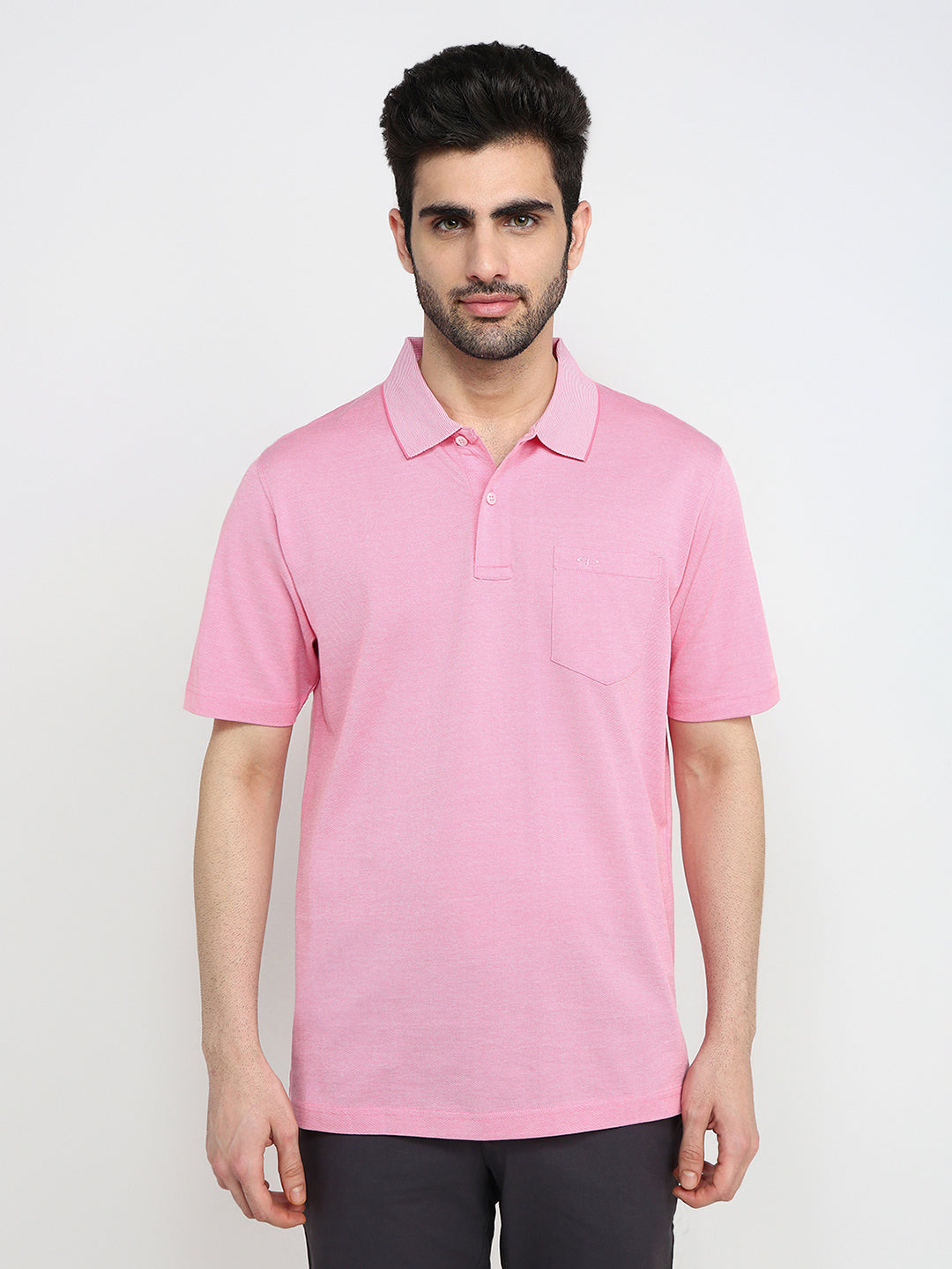 Colorplus Men Red Solid Comfort Fit Cotton Half Sleeve T-Shirt