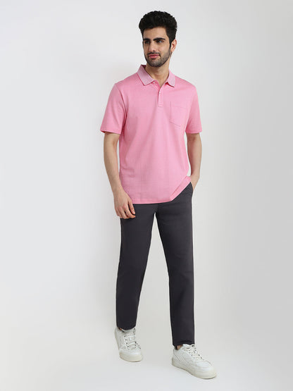 Colorplus Men Red Solid Comfort Fit Cotton Half Sleeve T-Shirt