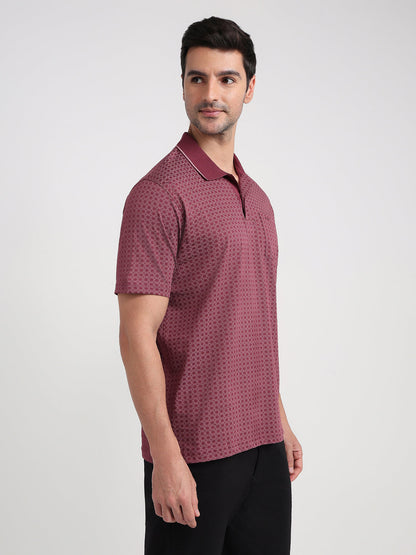 Colorplus Men Maroon Printed Comfort Fit Cotton Half Sleeve T-Shirt