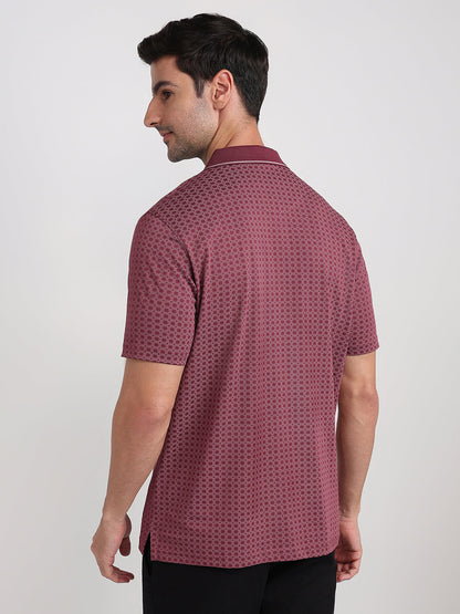 Colorplus Men Maroon Printed Comfort Fit Cotton Half Sleeve T-Shirt