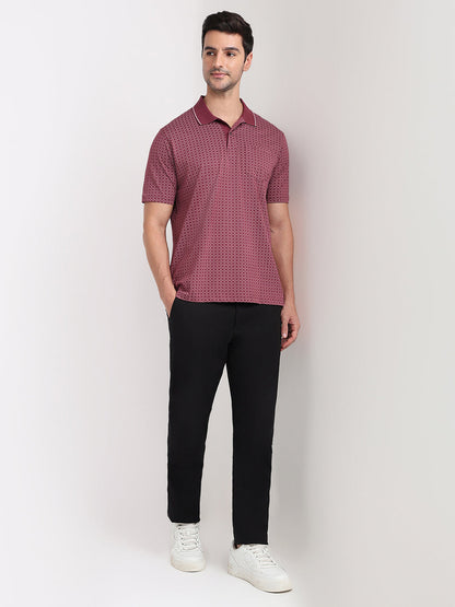 Colorplus Men Maroon Printed Comfort Fit Cotton Half Sleeve T-Shirt