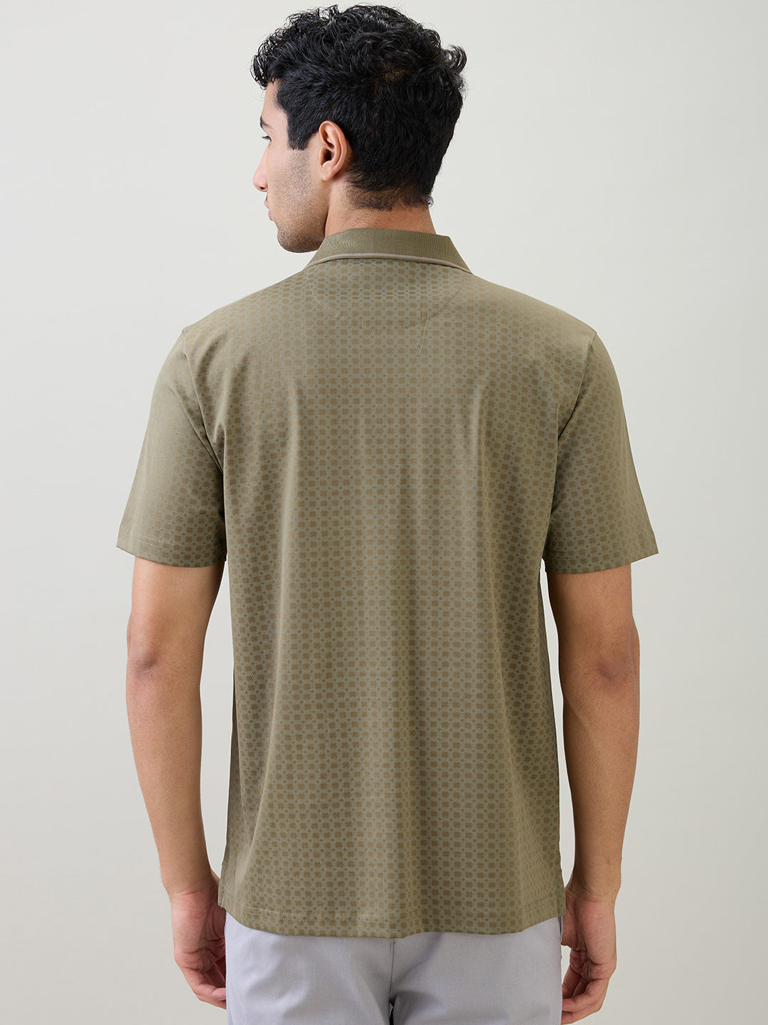 Colorplus Men Green Printed Comfort Fit Cotton Half Sleeve T-Shirt