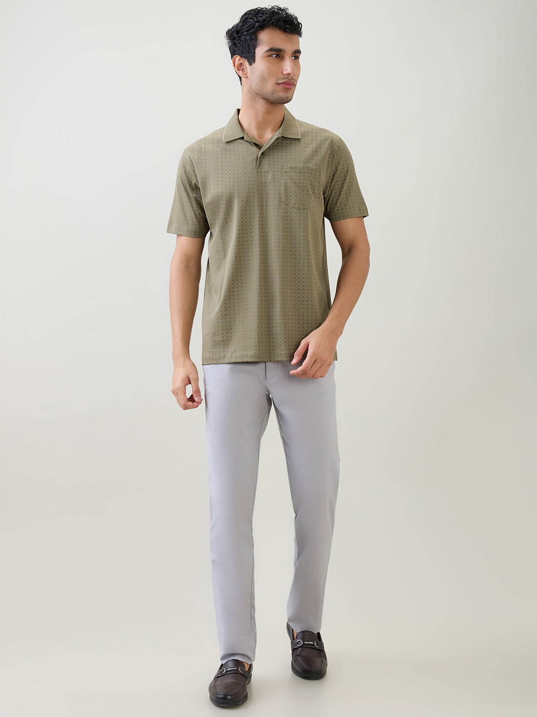 Colorplus Men Green Printed Comfort Fit Cotton Half Sleeve T-Shirt