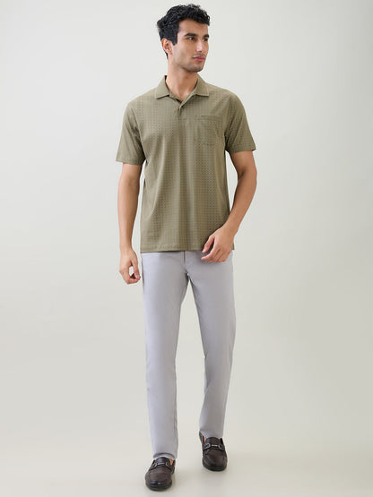 Colorplus Men Green Printed Comfort Fit Cotton Half Sleeve T-Shirt