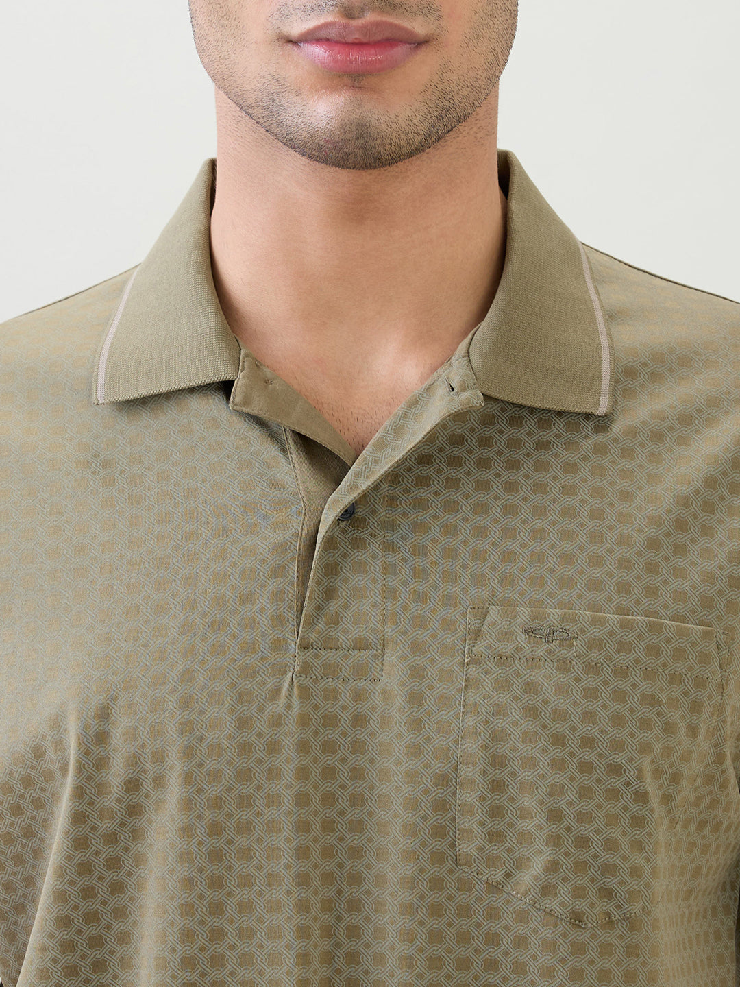 Colorplus Men Green Printed Comfort Fit Cotton Half Sleeve T-Shirt