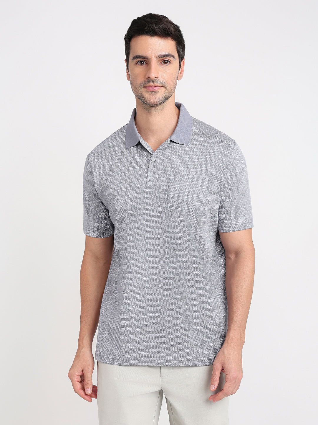 Colorplus Men Grey Printed Comfort Fit Cotton Half Sleeve T-Shirt