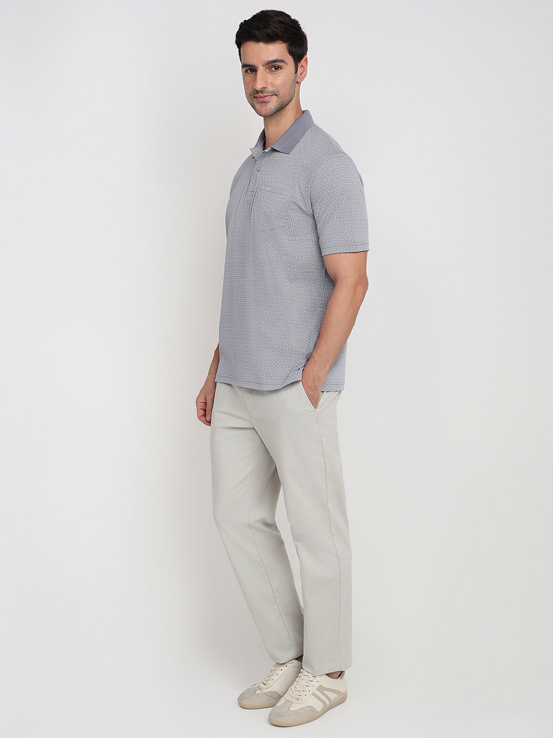 Colorplus Men Grey Printed Comfort Fit Cotton Half Sleeve T-Shirt