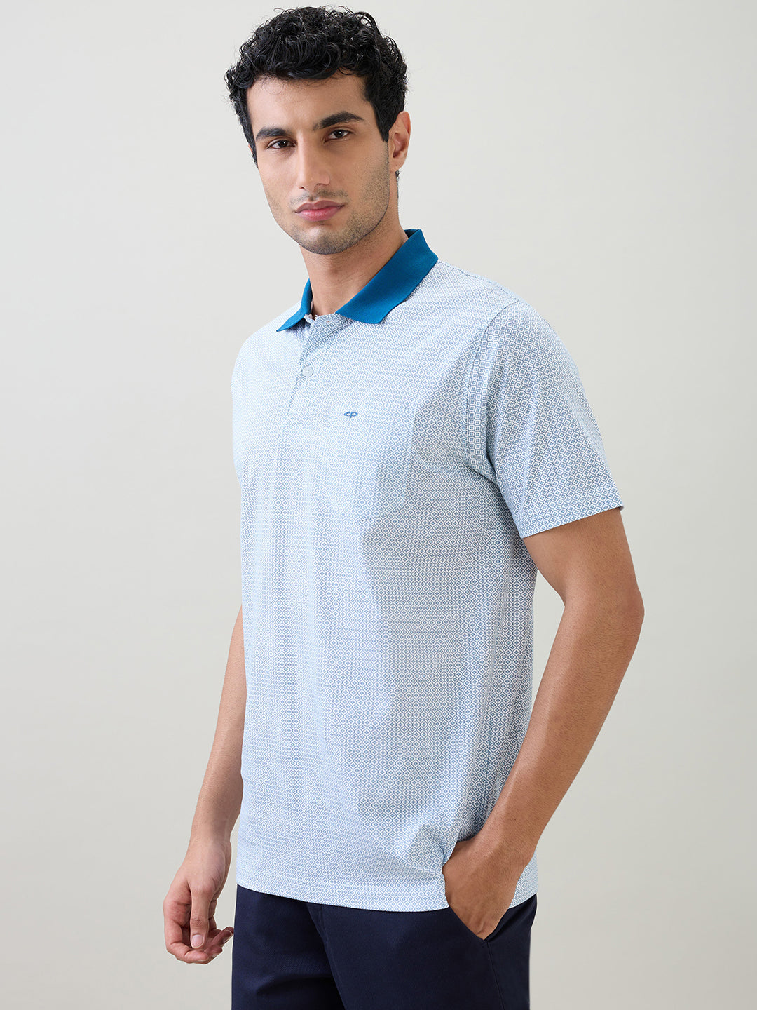 Colorplus Men White Printed Comfort Fit Cotton Half Sleeve T-Shirt