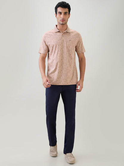 Colorplus Men Brown Printed Comfort Fit Cotton Half Sleeve T-Shirt