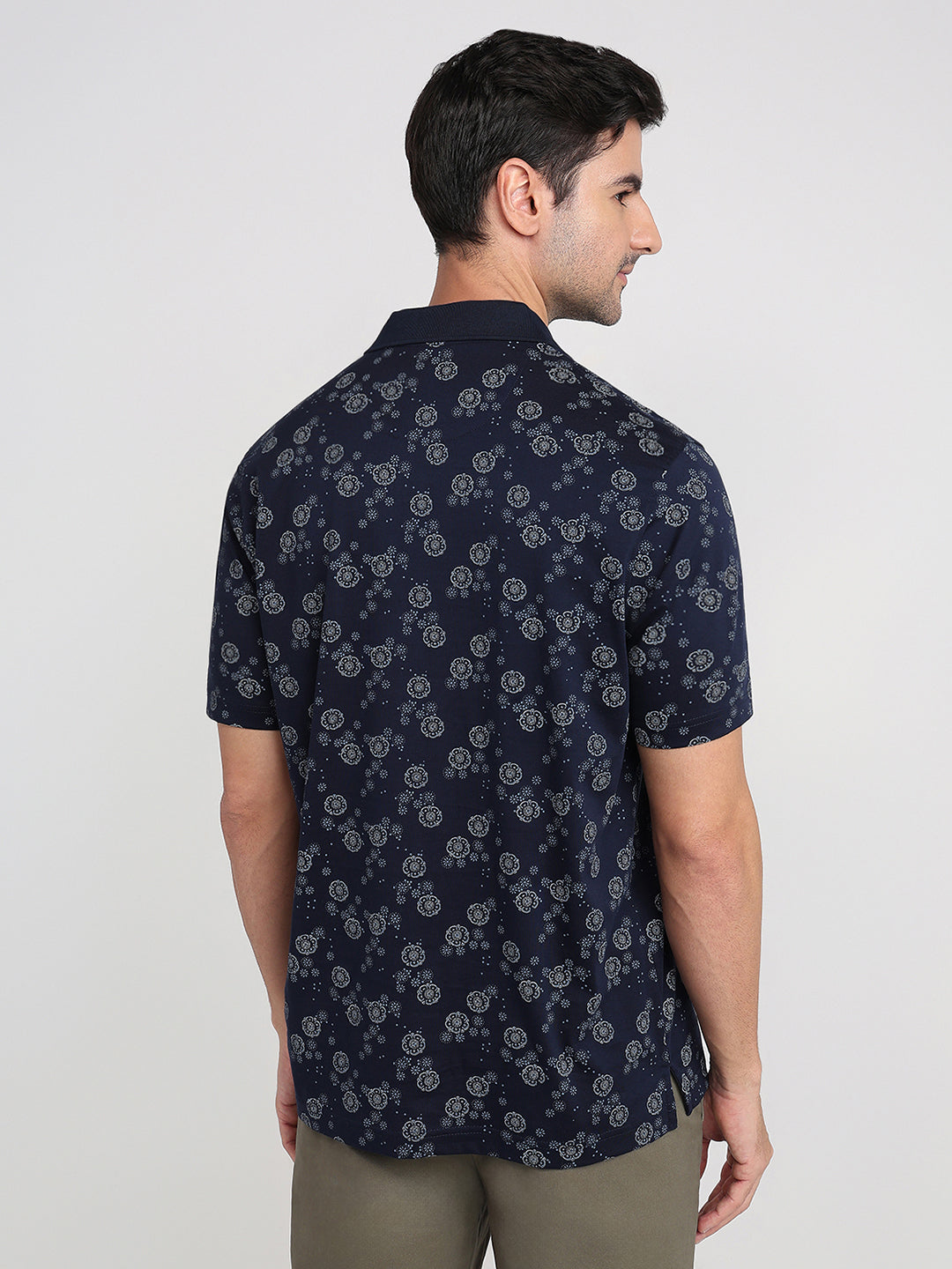 Colorplus Men Blue Printed Comfort Fit Cotton Half Sleeve T-Shirt