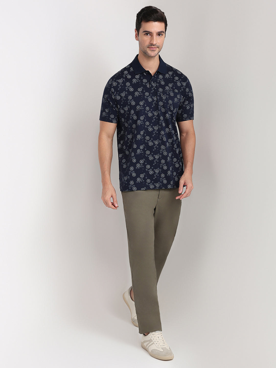 Colorplus Men Blue Printed Comfort Fit Cotton Half Sleeve T-Shirt