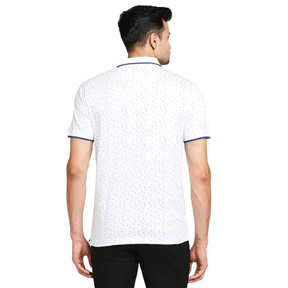 Men White Tailored Fit Print Cotton Half Sleeve T-Shirt