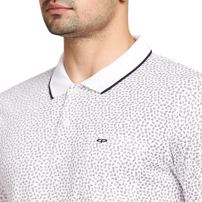 Men White Tailored Fit Print Cotton Half Sleeve T-Shirt