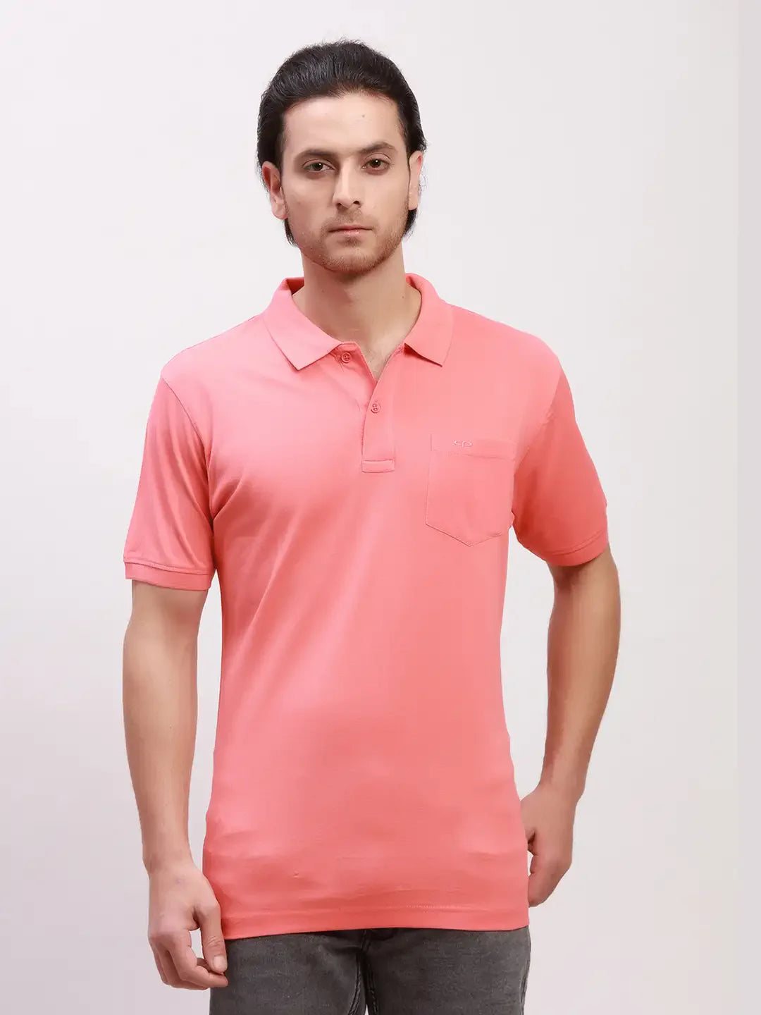 Colorplus Men Orange Solid Tailored Fit Cotton T-Shirt